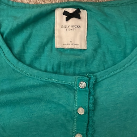 Gilly hicks long sleeves Henley SOFT button up scoop neck lace tee top medium - Picture 4 of 6